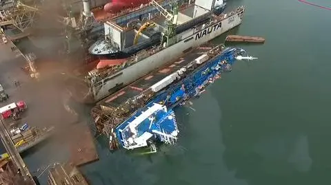 Wypadek w gdyńskiej stoczni. Przewrócił się dok ze statkiem