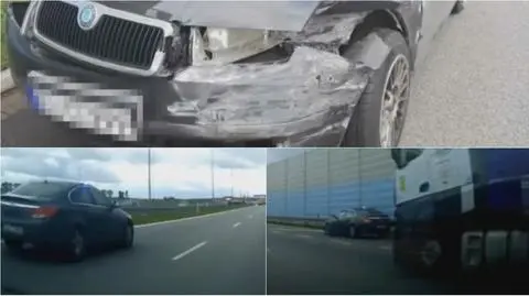 Radiowóz zmienia pas, tiry hamują, dochodzi do wypadku