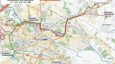Jak dojechać na wrocławskie cmentarze? "Prawie 100 dodatkowych tramwajów i 50 autobusów"