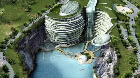Zanurzony w wodzie, za pół miliarda. Hotel wpuszczony w kamieniołom