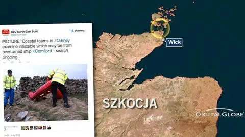 Na Orkadach u wybrzeży północnej szkocji odnaleziono tratwę ratunkowa, która może pochodzić ze statku Cemfjord