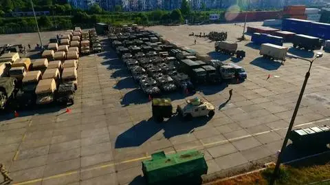 "Saber Strike" 2018. Hundreds of American military vehicles in Gdynia Harbor
