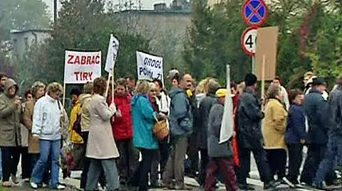 Protest w Łysomicach przeciwko tirom