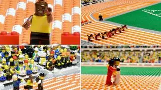 Finał biegu na 100 m z klocków lego 