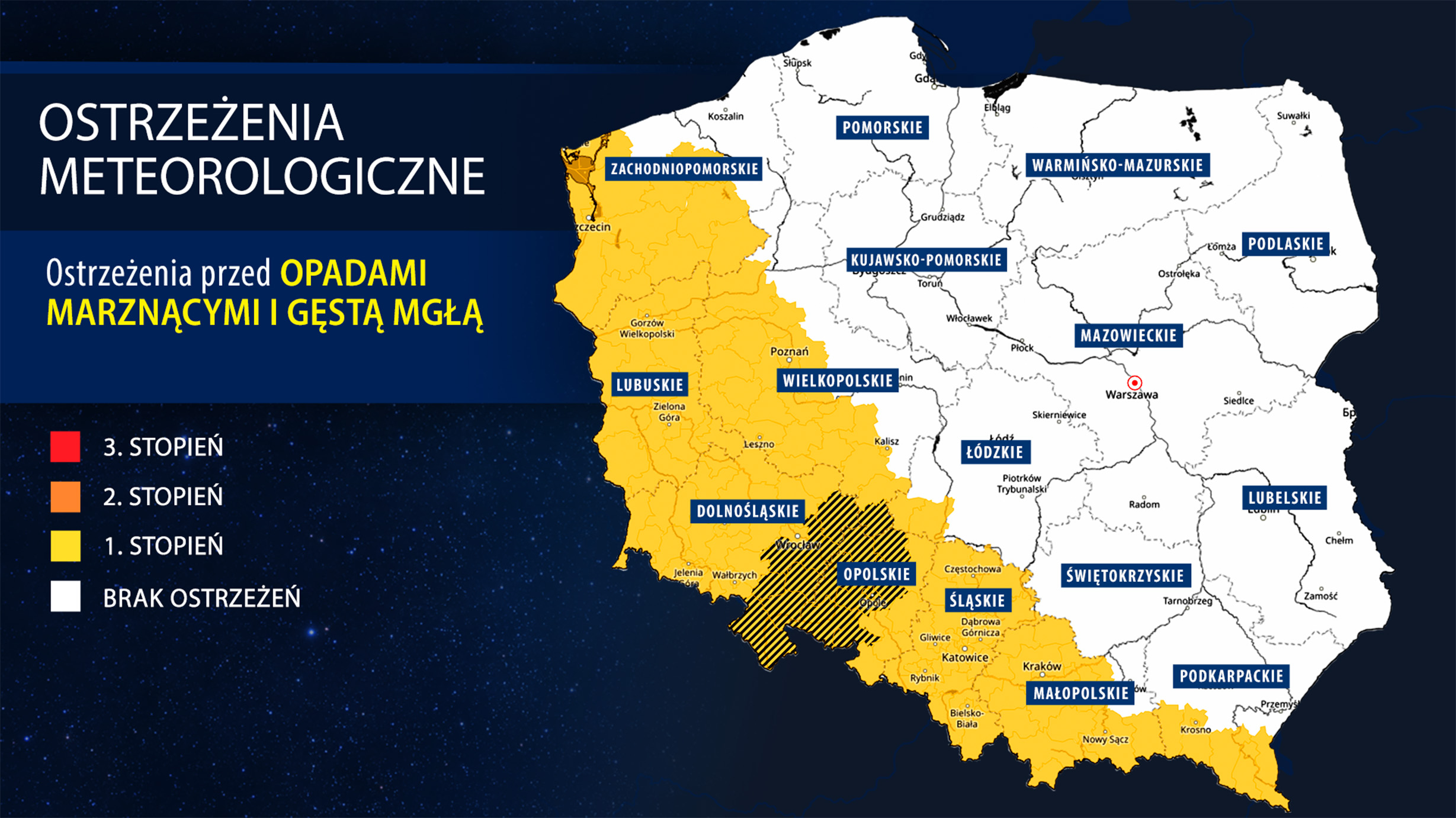 IMGW wydało alerty pierwszego stopnia