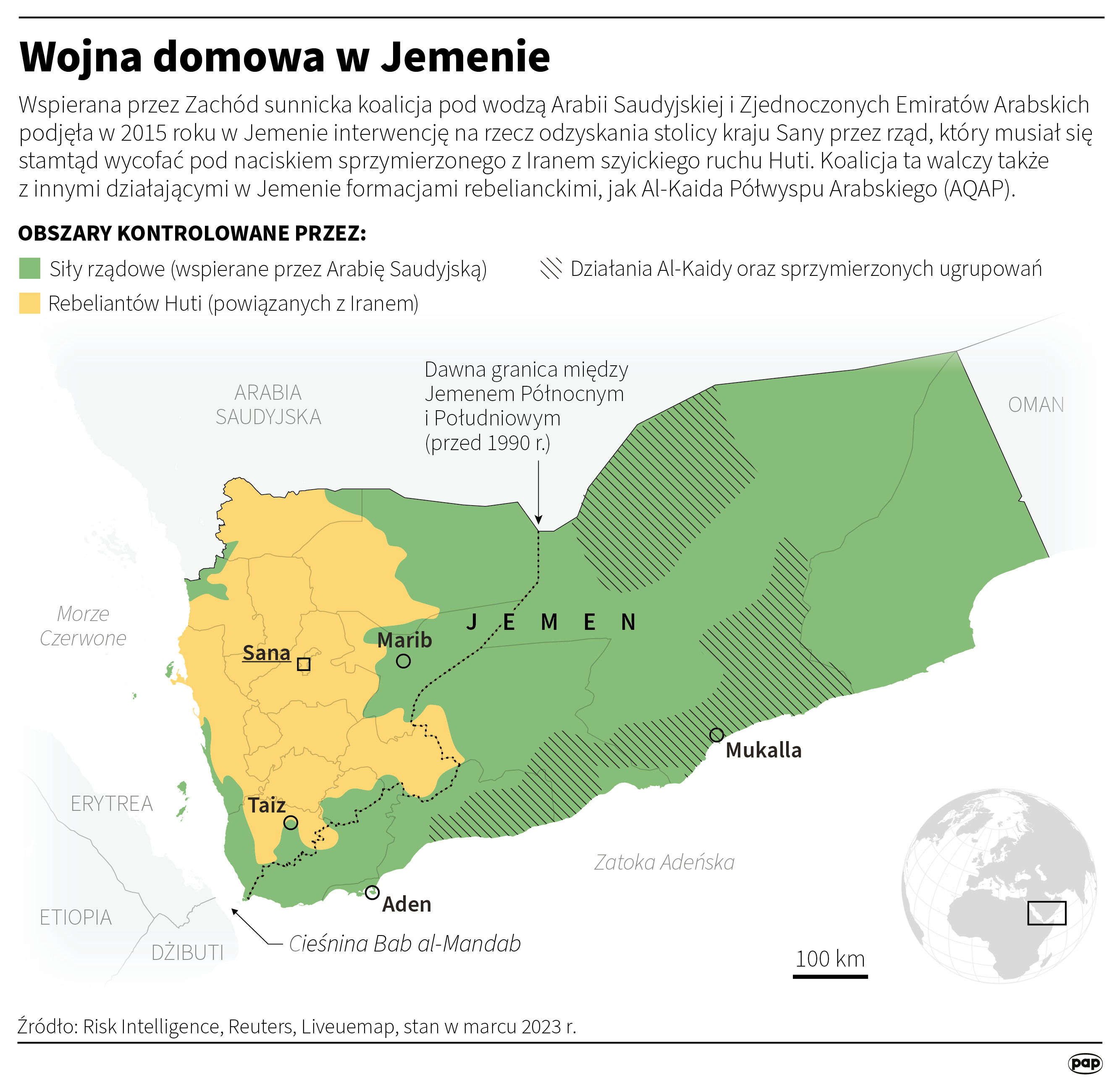Wojna domowa w Jemenie, stan w marcu 2023 r.