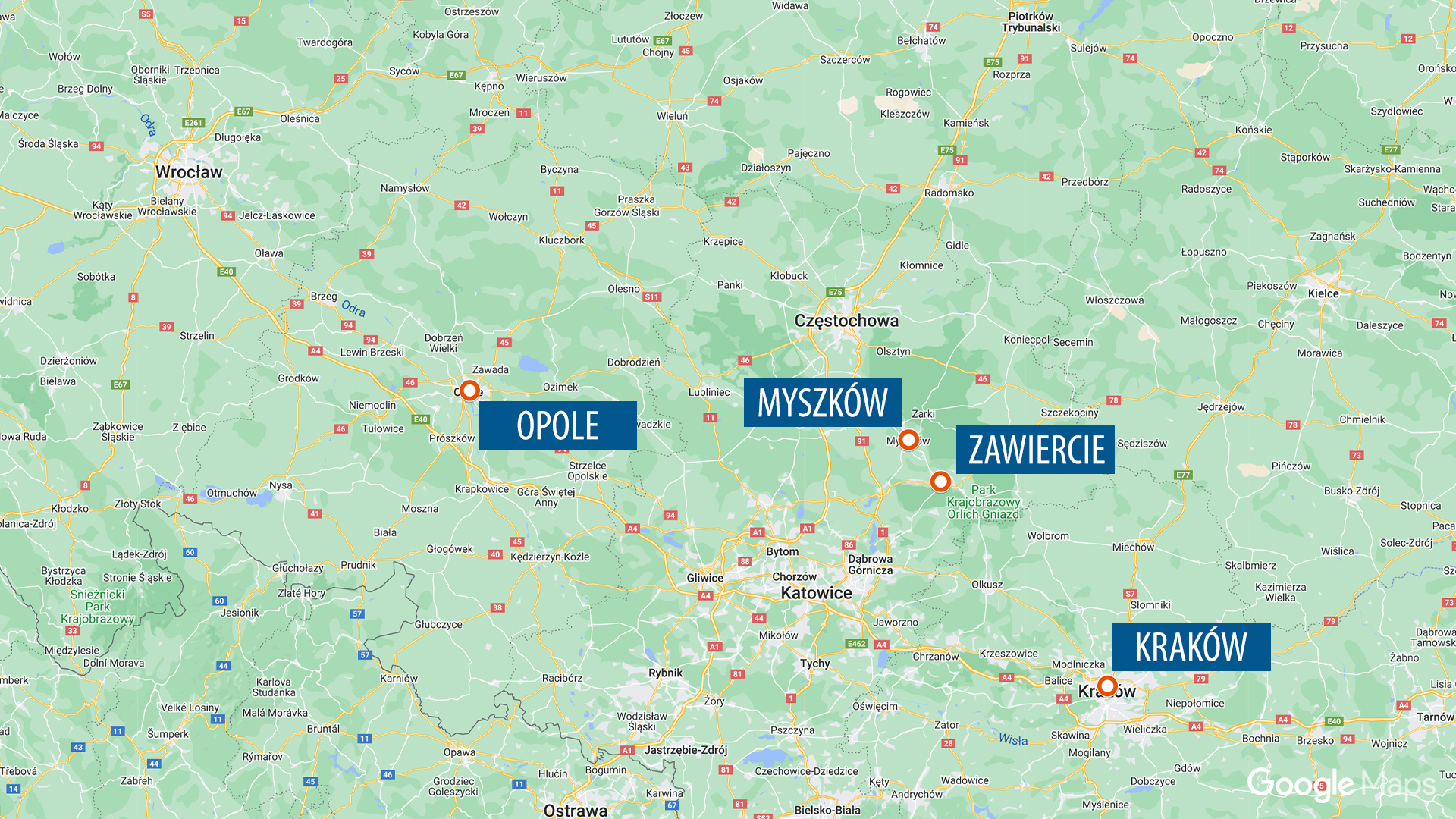 Miejscowości, w których do tej pory policjanci lub prokuratorzy zajmowali się dwoma kolizjami z udziałem prokuratora Tomasza Janeczka