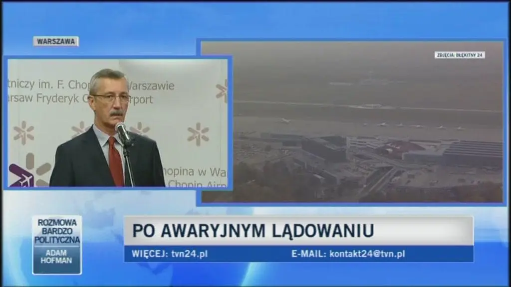 Dyrekcja lotniska prezentuje zdjęcia z akcji awaryjnego lądowania Boeniga 767