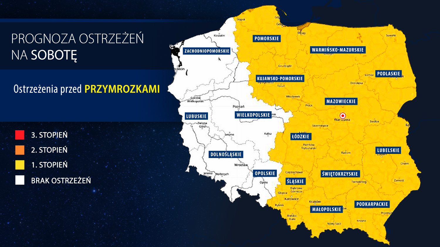 Prognoza zagrożeń IMGW na sobotę
