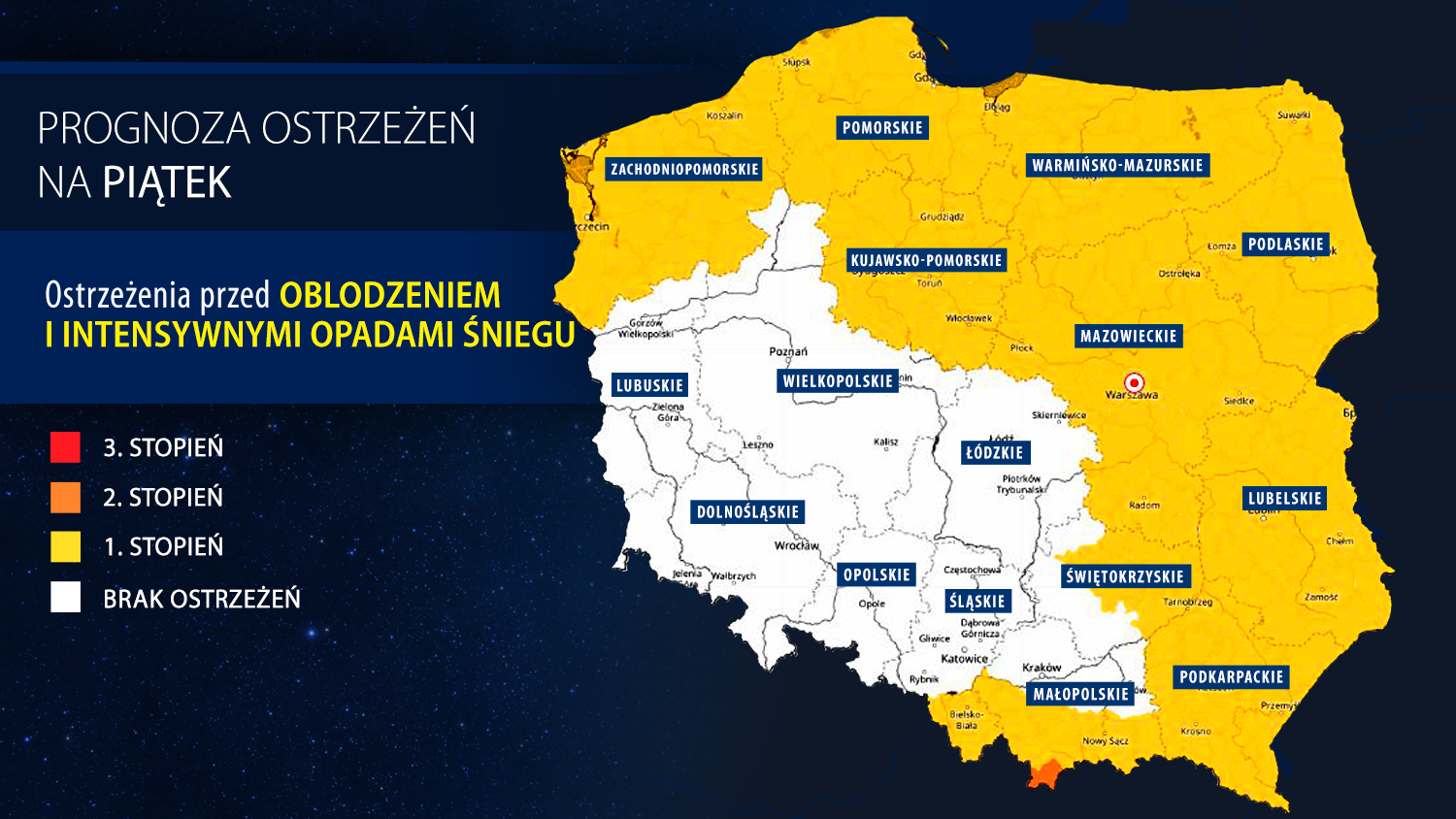 Prognoza zagrożeń IMGW na piątek