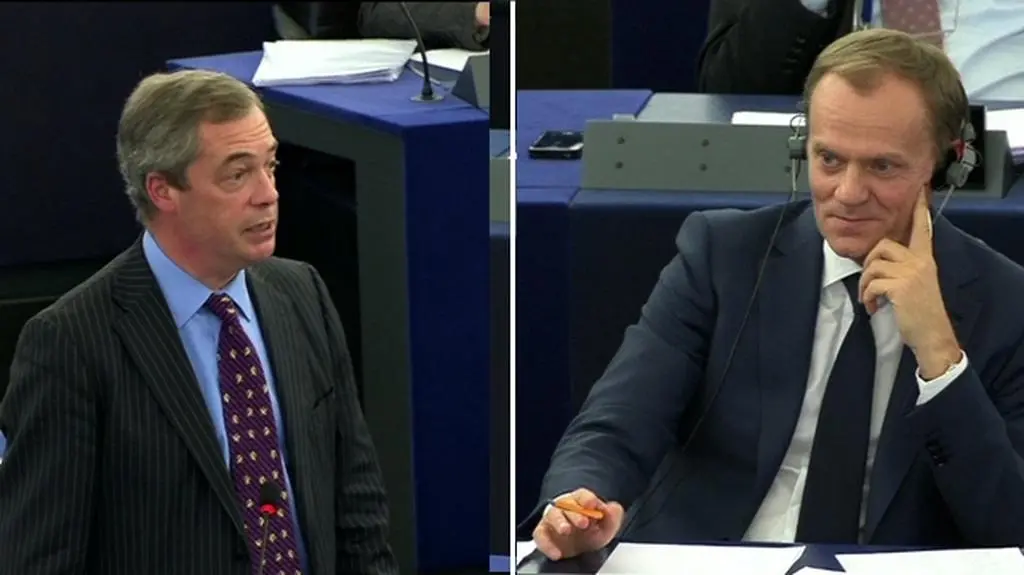 Farage kpi: Tusk to najnowszy polski imigrant,  pensję 300 tys. euro wygrał na loterii