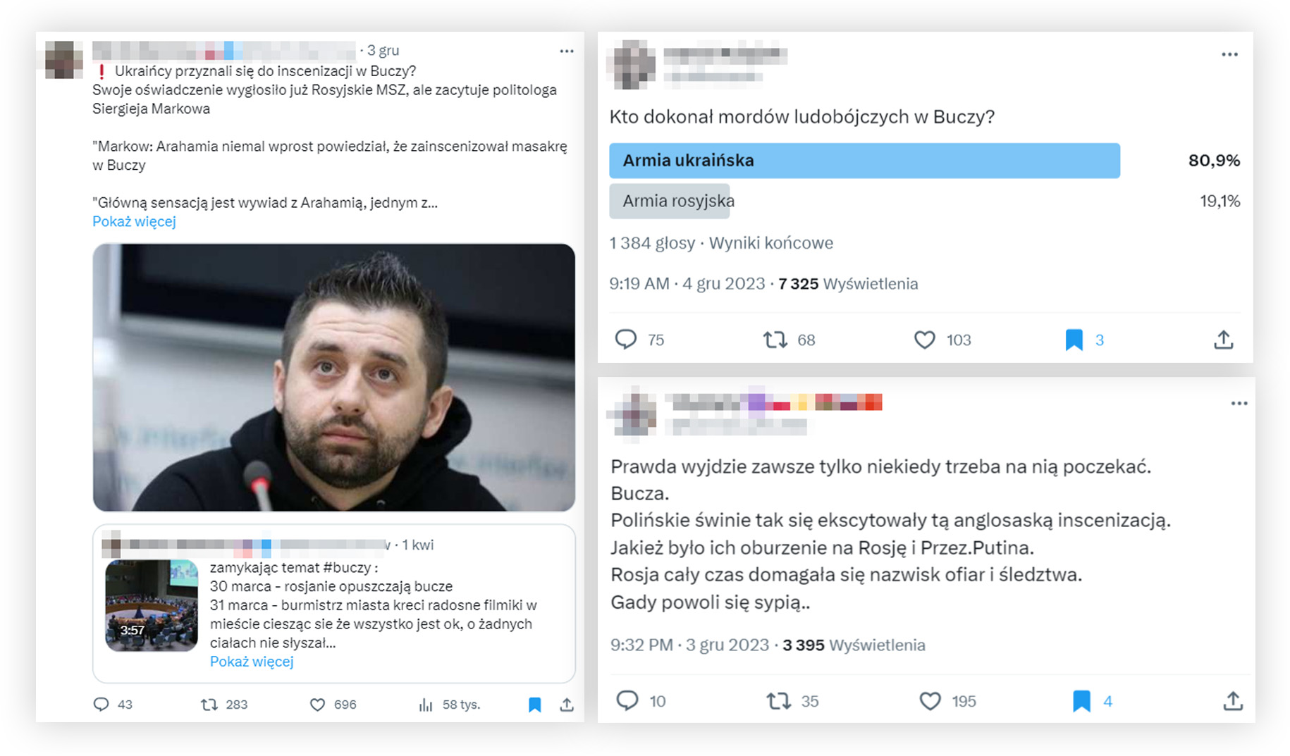 Internauci rozsyłali przekaz o "inscenizacji w Buczy"