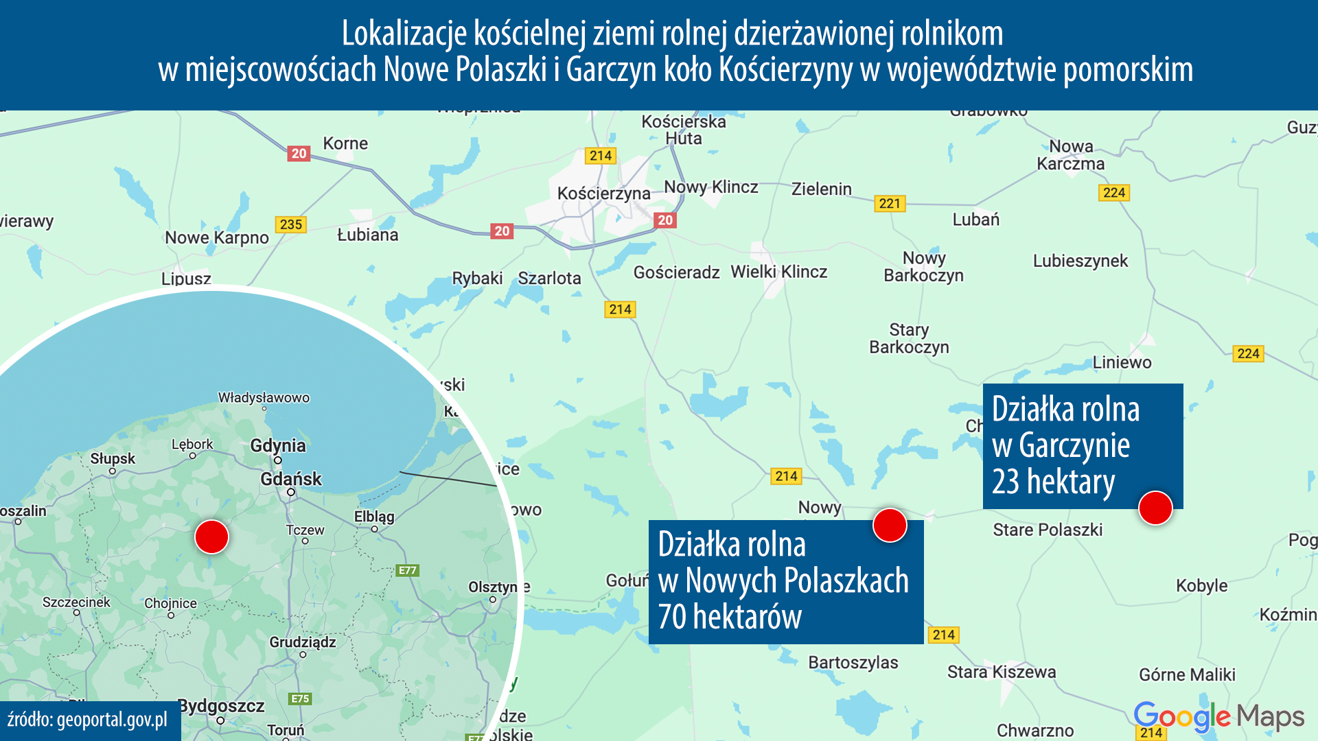 Nowe Polaszki, Garczyn - ziemie rolne należące do Kościoła