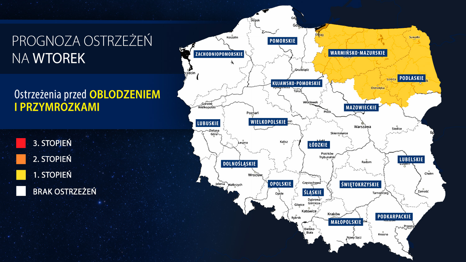 Prognoza zagrożeń meteorologicznych na wtorek