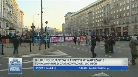 Maciej Karczyński, rzecznik warszawskiej policji o rannych policjantach/TVN24