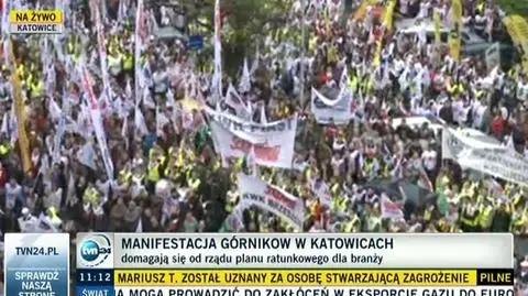 Manifestacja górników w Katowicach