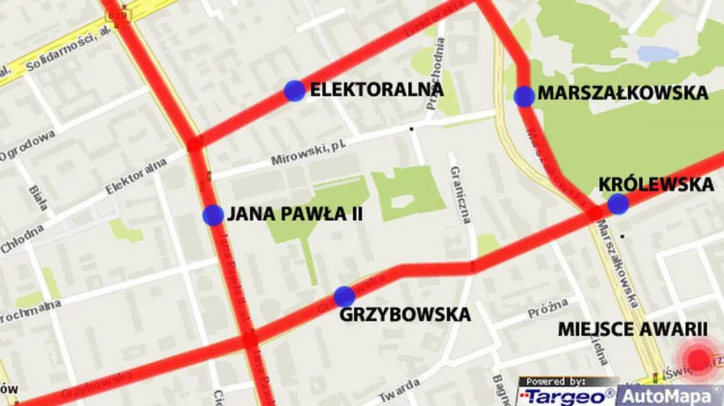 Mapa utrudnień. Korki w rejonie awarii