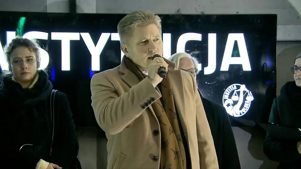 Marcin Matczak na manifestacji w Warszawie