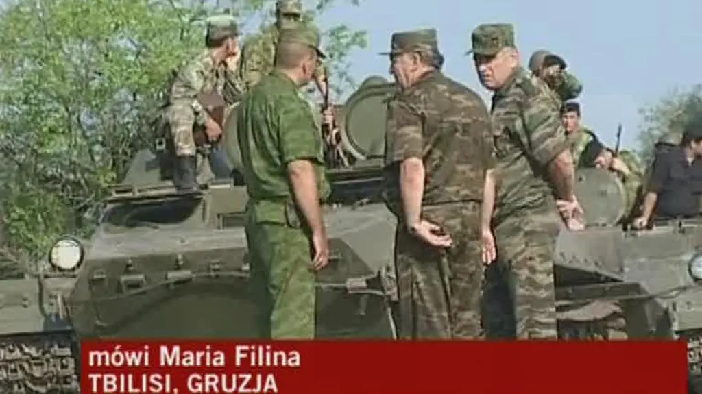 Maria Filina relacjonuje sytuację w Osetii Płd. (fot. TVN24)