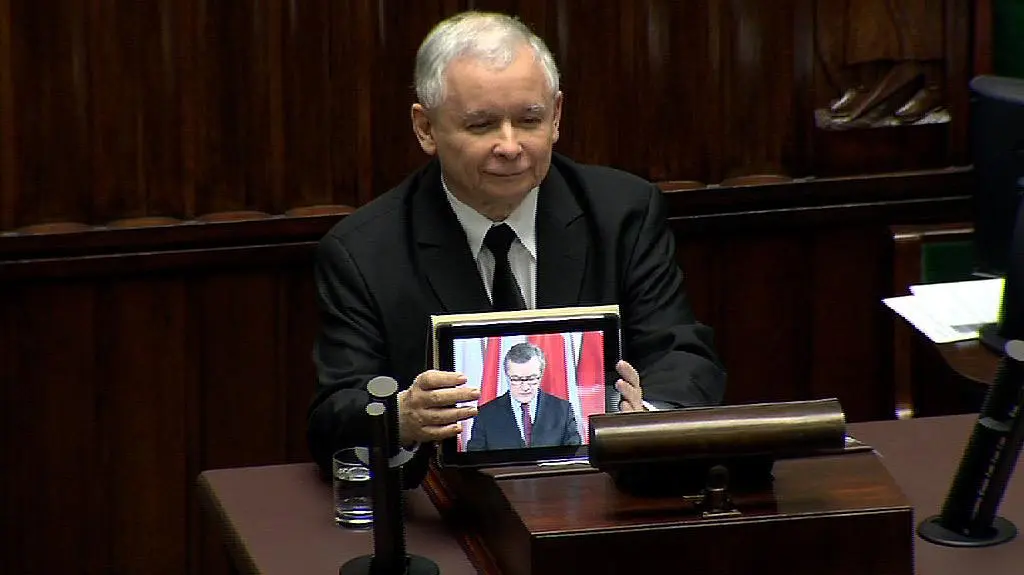 Mariusz Błaszczak i Rafał Grupiński o wystąpieniu prezesa Kaczyńskiego