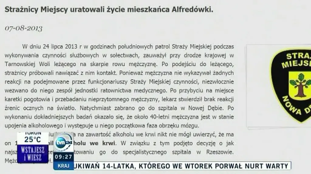 Mężczyzna miał we krwii ponad 13 promili alkoholu
