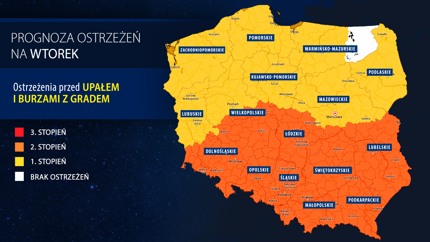 Prognoza zagrożeń na wtorek