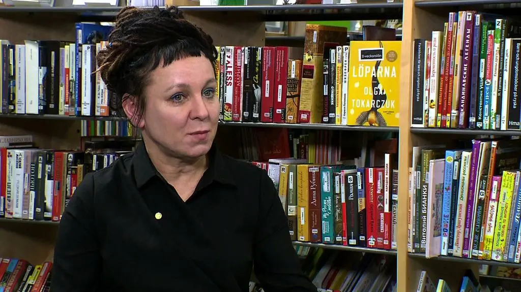 Olga Tokarczuk in an exclusive interview for TVN24 "Fakty po Faktach"