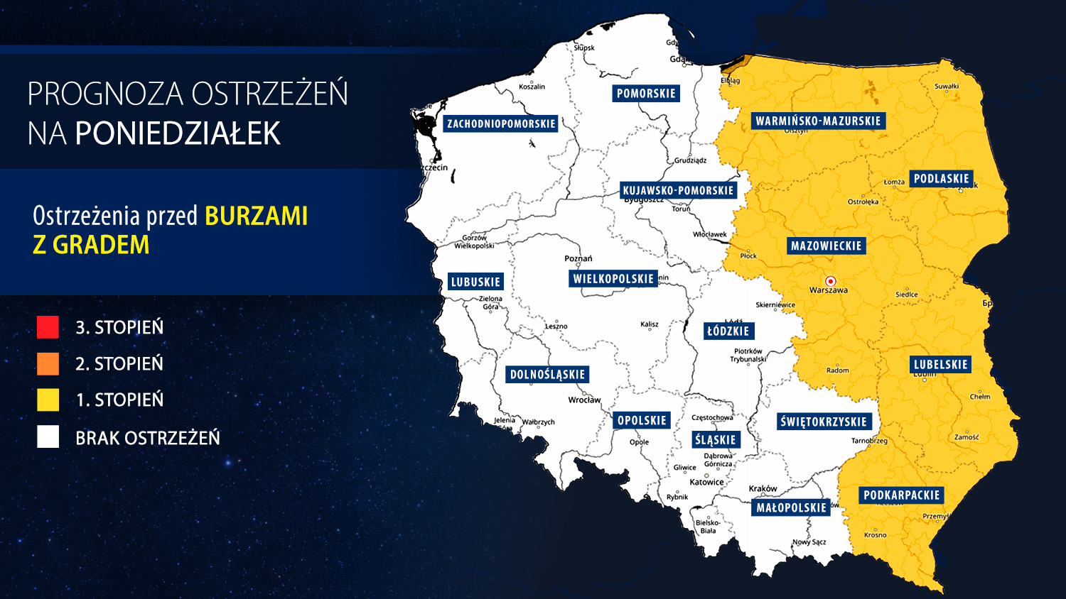 Prognoza zagrożeń IMGW na wtorek
