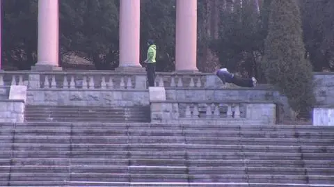 Parkour w Katowicach nawet zimą