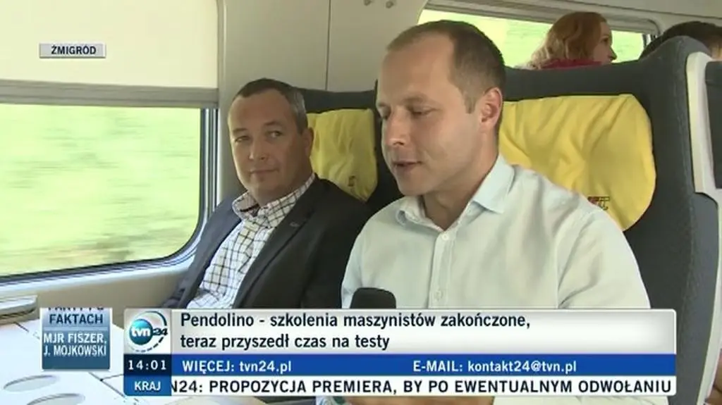 Pendolino mknie po torach w Żmigrodzie