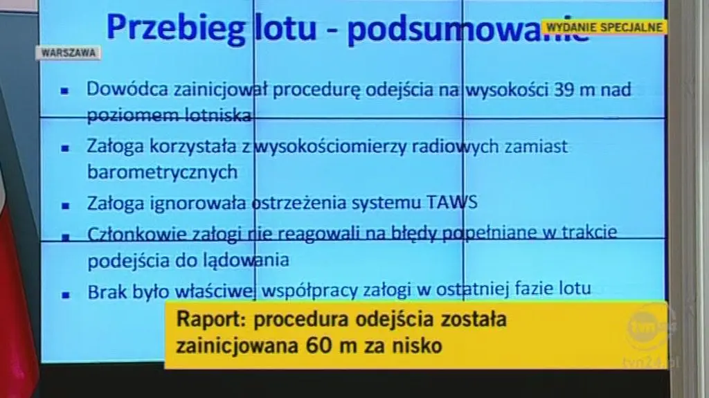 Podsumowanie lotu (TVN24)
