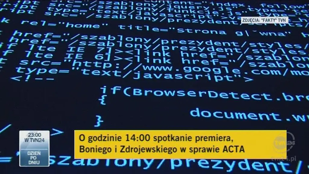 Politycy o ACTA (TVN24)