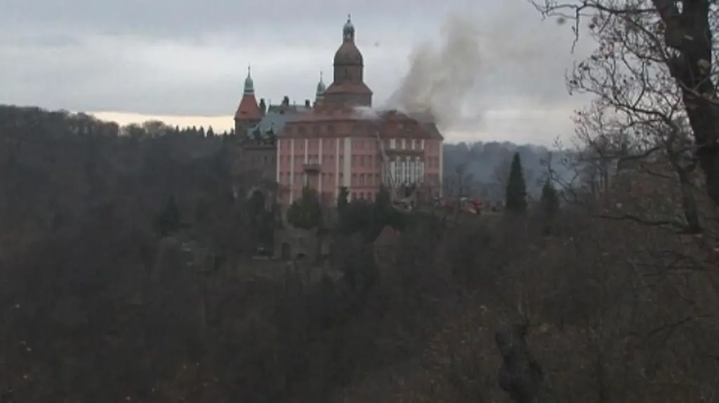 Pożar Dachu Zamku Książ 