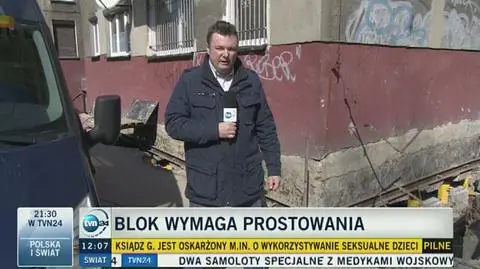 Prace przy prostowaniu bloku na półmetku 