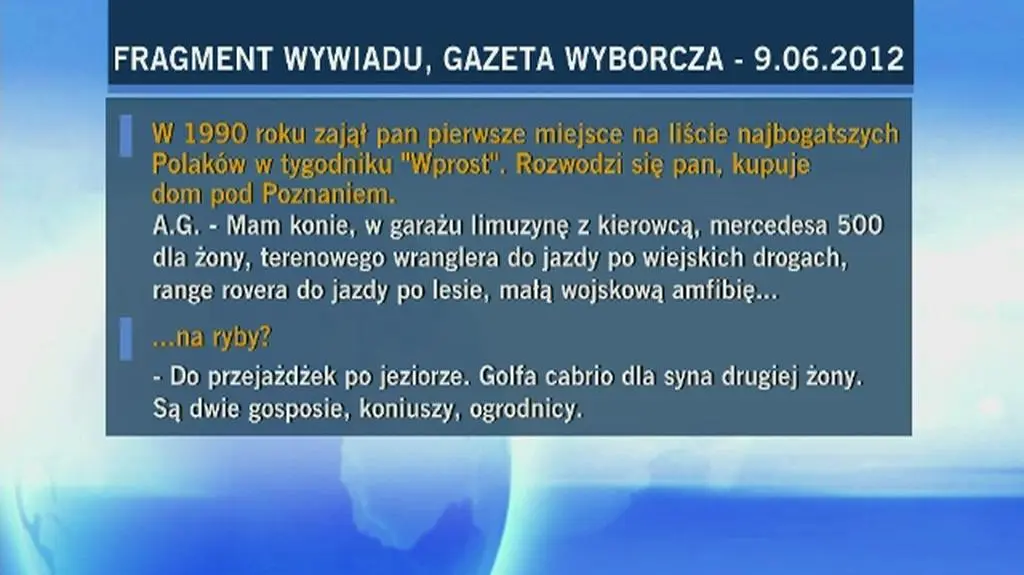 Pracowników kantoru badał na wariografie. Fragment wywiadu z G. z 2012 roku