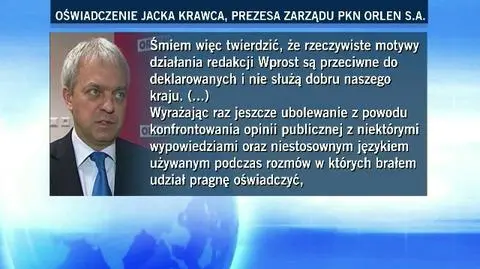 Prezes Orlenu o swoich nagranych rozmowach. Wyraża ubolewanie, ale zapowiada "działania prawne"