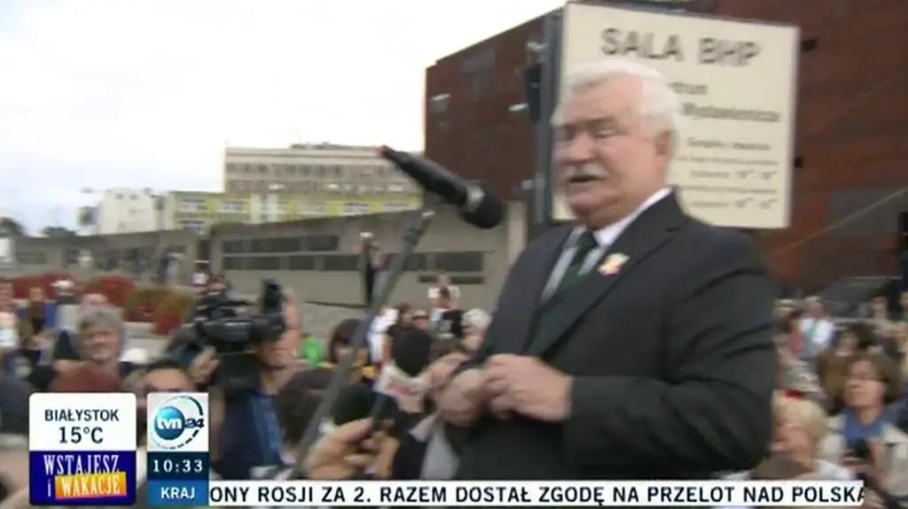 Prezydent Wałęsa podczas otworzenia ECS-u 