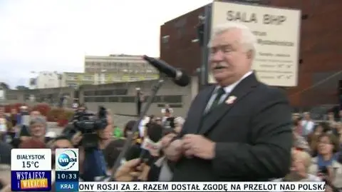Prezydent Wałęsa podczas otworzenia ECS-u 