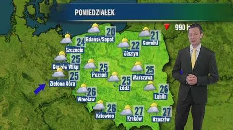 Prognoza pogody na poniedziałek