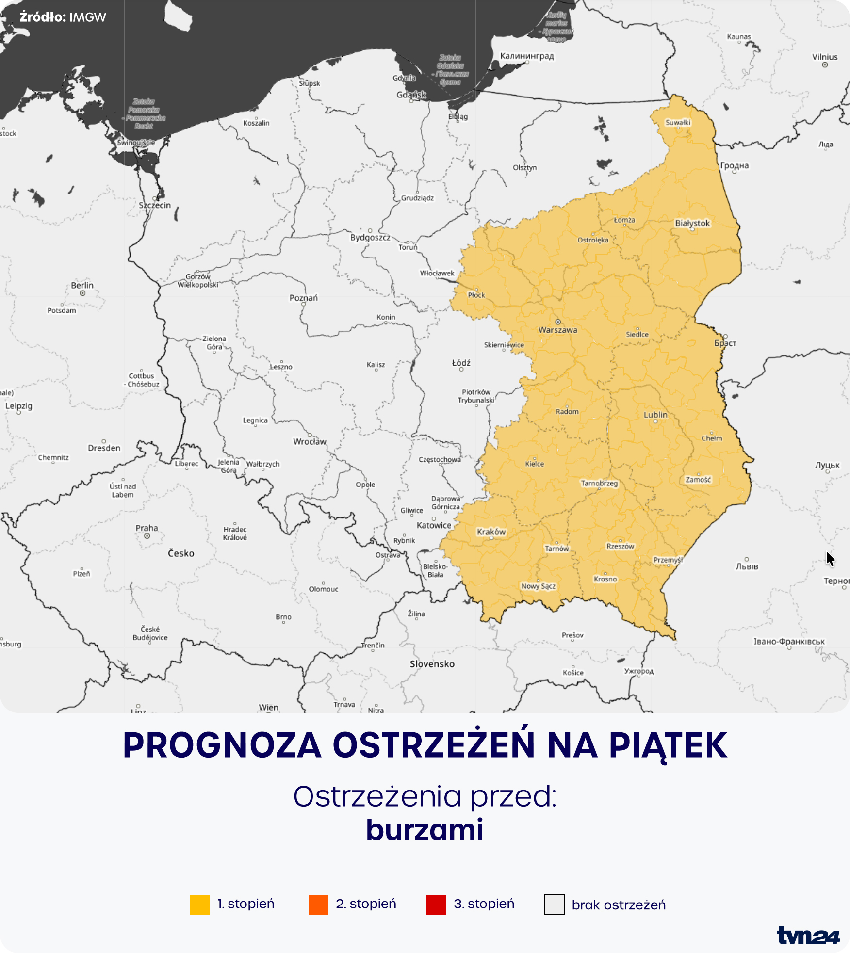 Prognoza zagrożeń IMGW na piątek