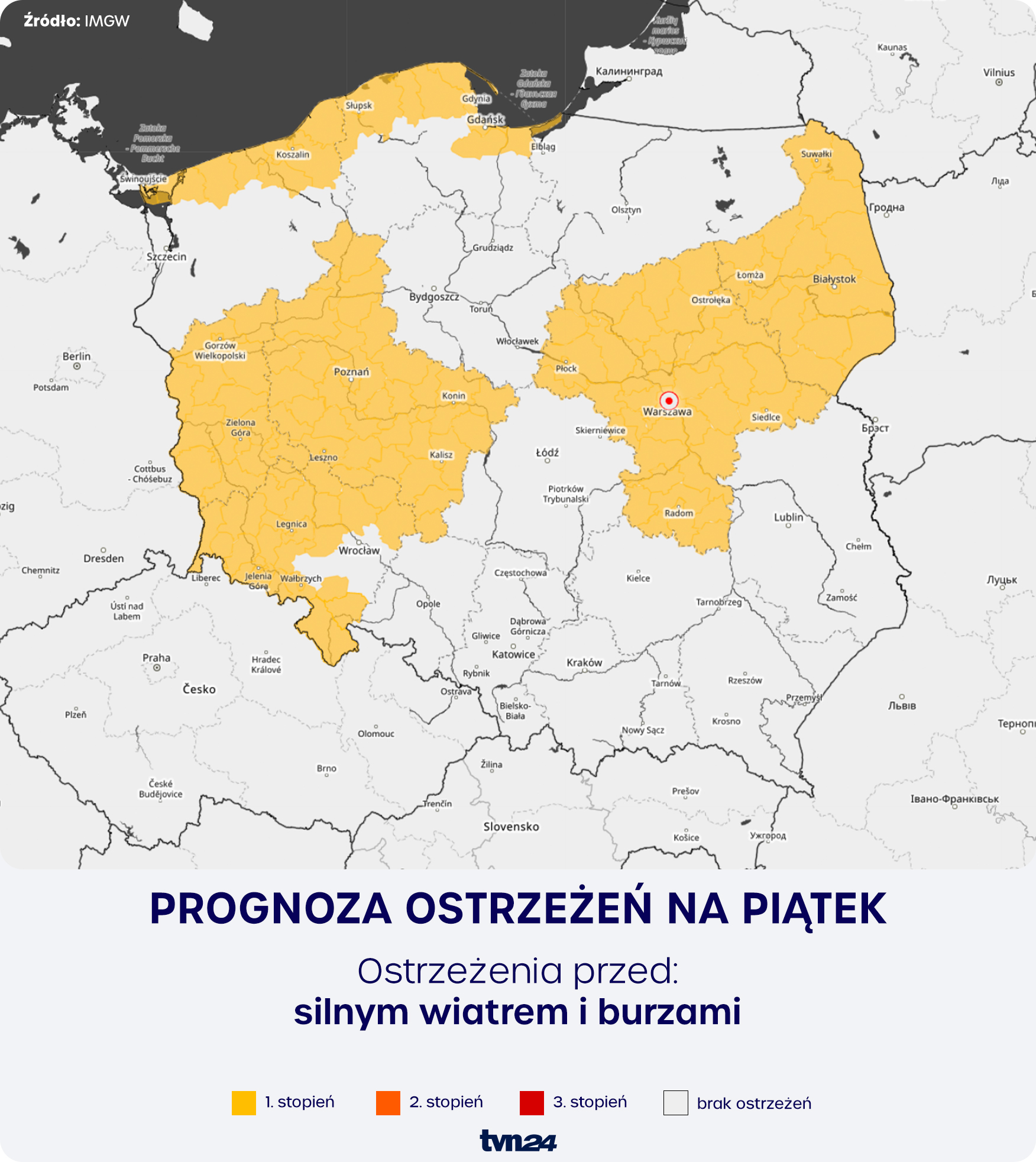 Prognoza zagrożeń meteorologicznych na piątek