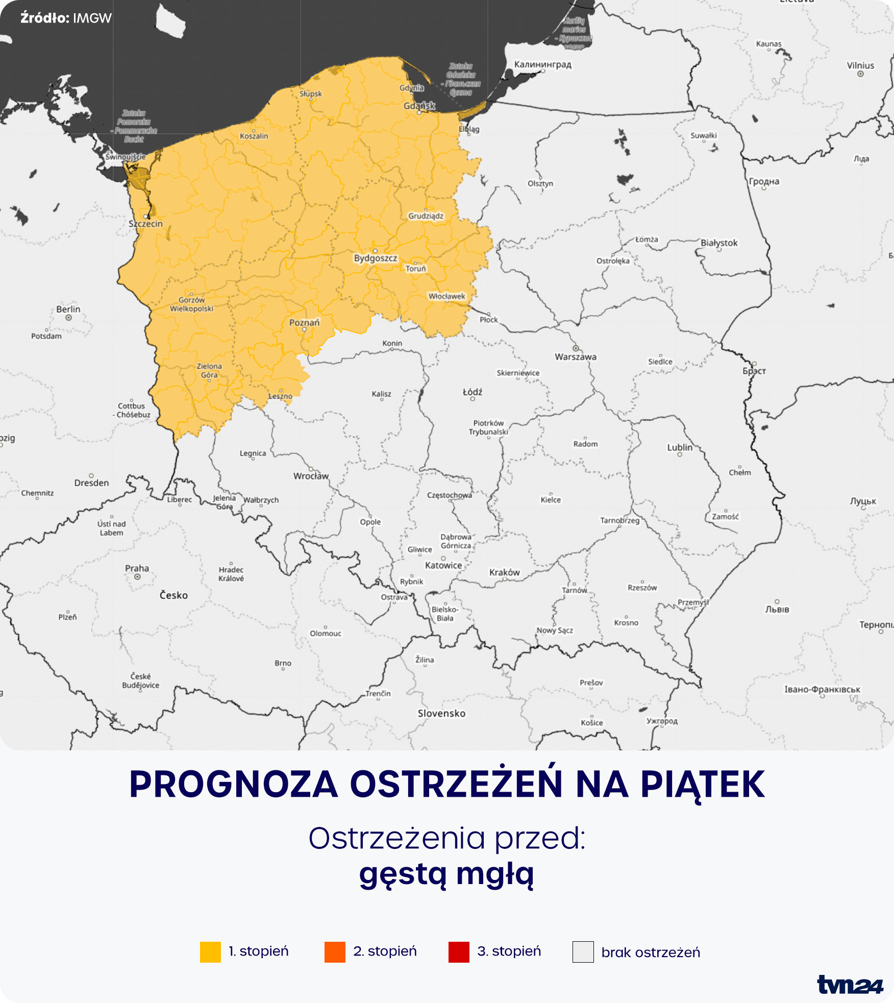 Prognoza zagrożeń meteorologicznych na piątek