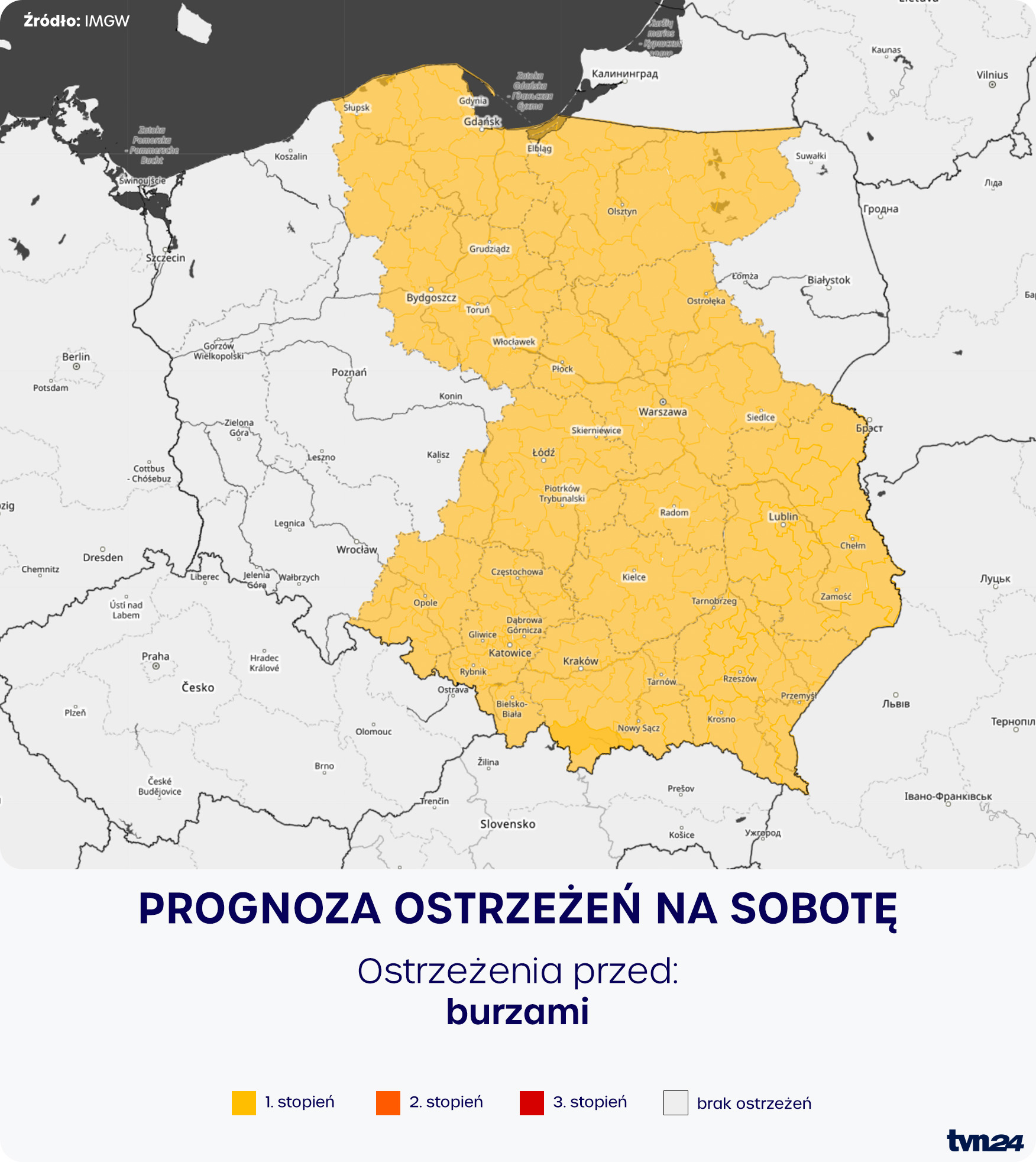Prognoza zagrożeń - sobota