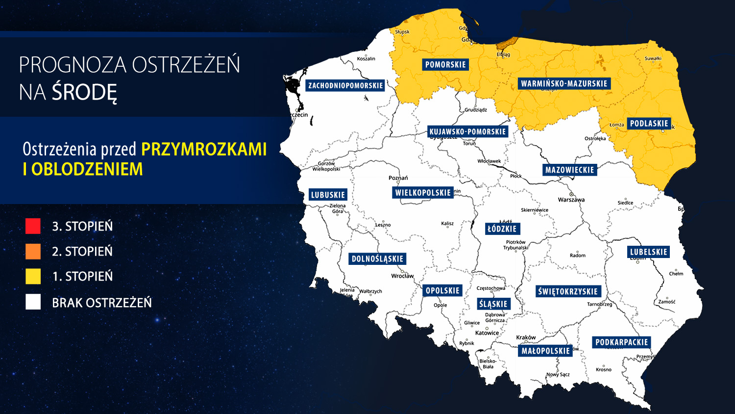 Prognoza zagrożeń IMGW na środę