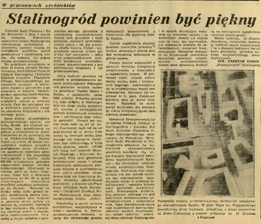 Już 21 marca w "Trybunie Robotniczej" pisano o pomysłach na przebudowę miasta
