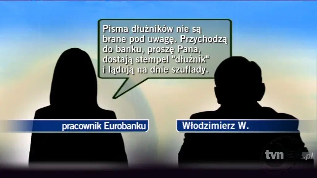 Rozmowa pracowników Eurobanku z klientami (TVN24)