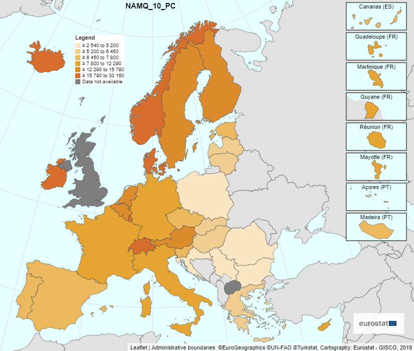 PKB per capita w euro