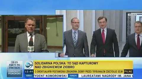 Sejmowa komisja: postawienie Ziobry przed TS zasadne 
