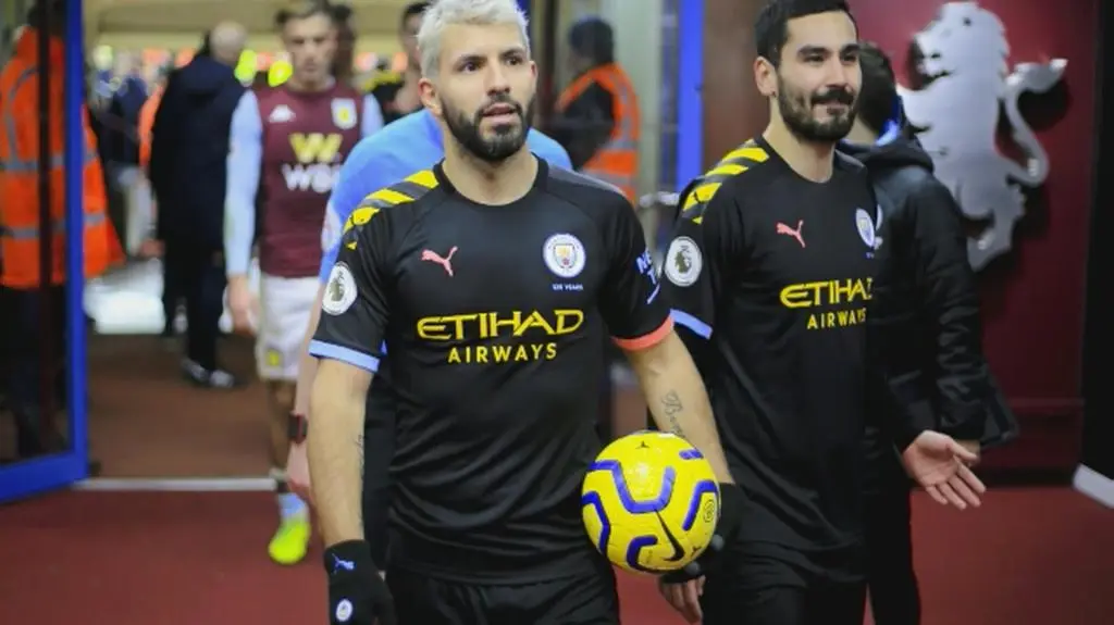 Sergio Aguero w meczu Aston Villa - Manchester City