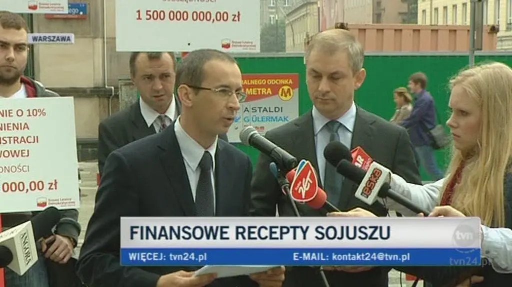 Skarbnik SLD przedstawia listę cięć (TVN24)